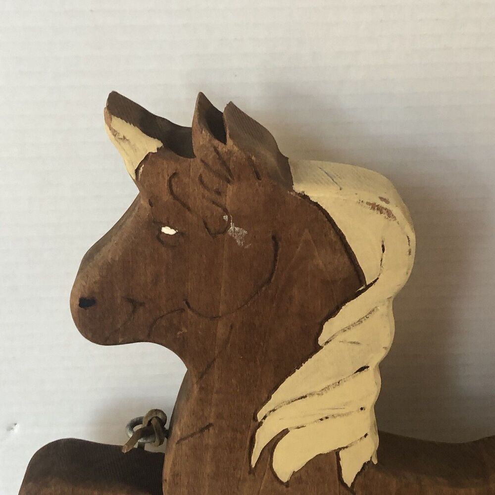 Vitange Wooden Hand Crafted Pull Along Horse Sz 14x16 Hand Painted Legs Move - Picture 13 of 16